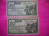 HOPCT BANCNOTA NOTGELD NR 26 - MICHELDORF - SET 2 -20 SI 20 HELLER 1920 -AUSTRIA