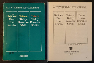 Dictionar TATAR TURC ROMAN 10.000 cuvinte Qırım Tatarca-Turkçe-Romence Sozlık foto