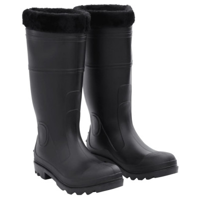 vidaXL Cizme de ploaie cu șosete detașabile, negru, mărime 43, PVC foto