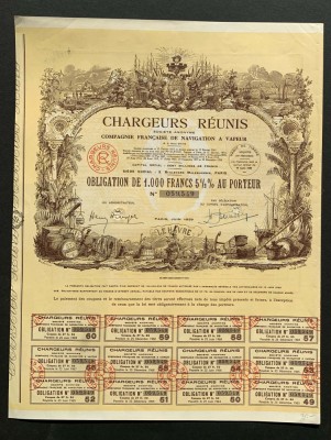Chargeurs Reunis Compagnie Francaise de Navigation a Vapeur - Actiuni - 1939 foto