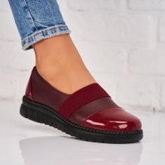 Pantofi dama casual Bordo din Piele Ecologica Janelle A3557 foto