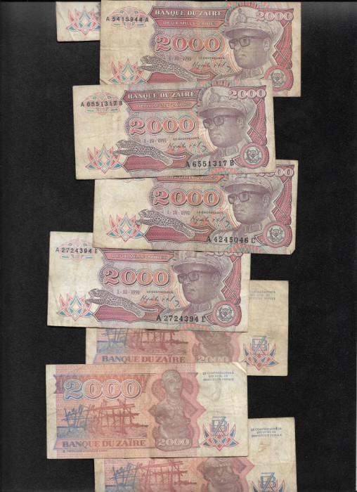 Zair 2000 zaires 1991 VG-F pret pe bucata