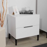 Noptiera Adore Oryana, 2 sertare, Alb - Nuc, 55 x 59 x 44