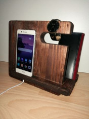 Organizator / stand lemn telefon (personalizabil) foto