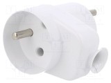 Conector alimentare AC tată 2P PE 250VAC 16A alb PLASTROL