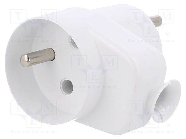 Conector alimentare AC tată 2P PE 250VAC 16A alb PLASTROL