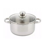 Oala din inox 4litri cu capac sticla, 20 cm,fund termic multistrat, Kinghoff