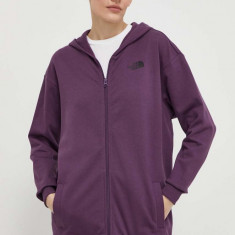 The North Face hanorac de bumbac femei, culoarea violet, cu glugă, neted, NF0A87E3V6V1