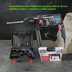 Ciocan Rotopercutor Profesional Campion, 3000 W, 30 mm, mandrina rezerva, 5 accesorii + Cadou surpriza