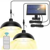 Lampa solara cu LED cu senzor de miscare exterior, cu telecomanda, IP65, rezistenta la apa, potrivit pentru gradina, curte, alb cald 60 LED