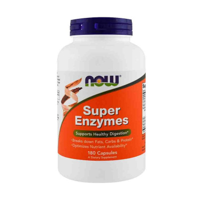 Complex enzime cu spectru larg, Super Enzymes, Now Foods, 180 capsule Fara aroma foto