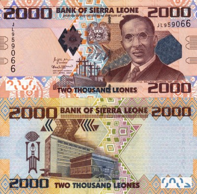 SIERRA LEONE 2.000 leones 2021 UNC!!! foto