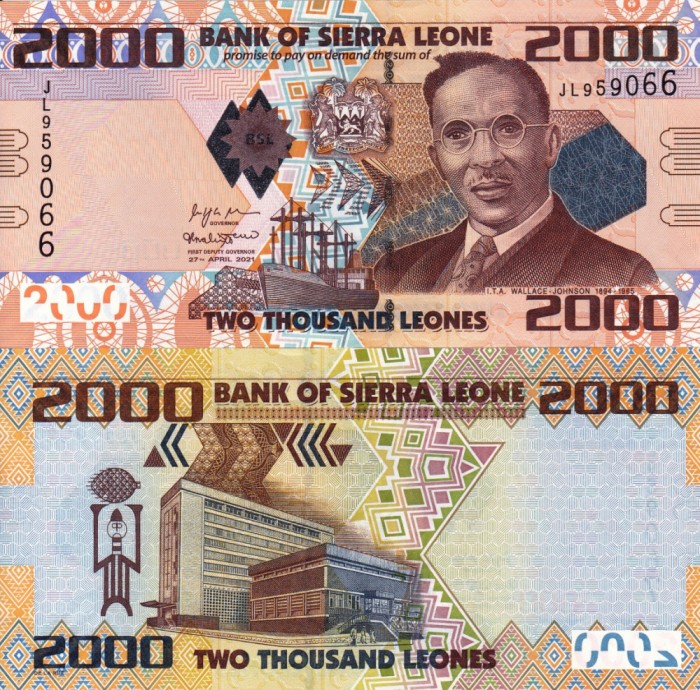 SIERRA LEONE 2.000 leones 2021 UNC!!!
