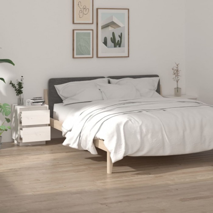 vidaXL Noptiere, 2 buc., alb, 40x35x50 cm, lemn masiv de pin 813318