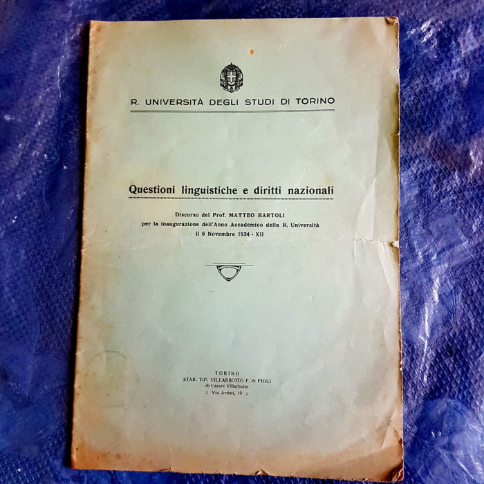 D943-Universitatea Studii Torino-Intrebari lingvistice-drept national 1933-34.