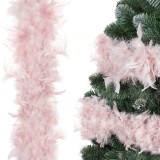 Ghirlanda pentru decor sau bradul de Craciun, model puf si pene, roz, 180cm Household NewTrend