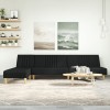 Canapea extensibilă &icirc;n formă de L negru 255x140x70 cm textil