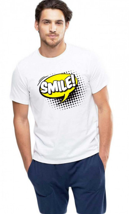 Tricou barbati alb - Smile - XL