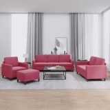 VidaXL Set de canapea, 4 piese, roșu vin, catifea