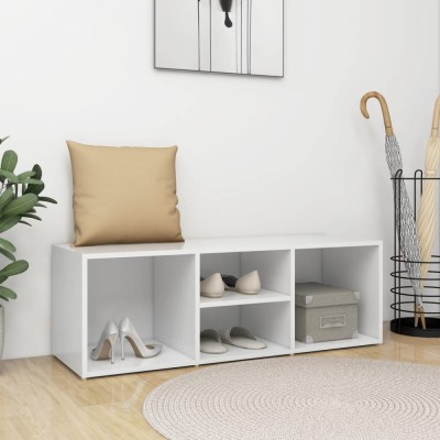 vidaXL Banca depozitare pentru pantofi alb 105x35x35 cm lemn prelucrat foto