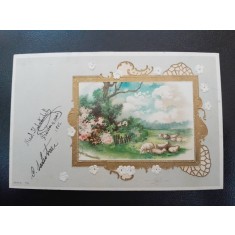 Carte postala, peisaj de primavara, inceput de secol XX