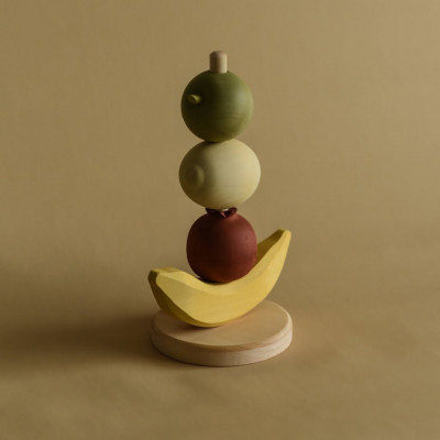 Jucarie din lemn de stivuit - Fructe foto