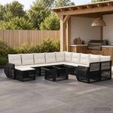 Cumpara ieftin Set de canapele pentru gradina 12 buc. Negru si Alb crem