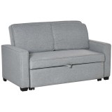 HOMCOM Canapea extensibila 2 locuri, cu spatar reglabil pe 3 niveluri, pentru Sufregerie, din material textil, 154x87x89cm, gri | Aosom Romania