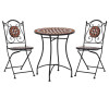 Set de bistro mozaic, 3 piese, cărămiziu, placă ceramică