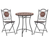 Set de bistro mozaic, 3 piese, caramiziu, placa ceramica GartenMobel Dekor, vidaXL