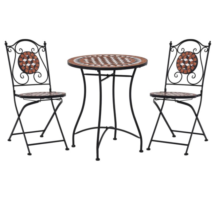 Set de bistro mozaic, 3 piese, cărămiziu, placă ceramică