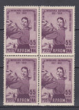 1956 LP 420-5 ANI INFIINTARE G.A.C.EROARE INSCRIPTIE GRESITA BLOC 4 TIMBRE MNH, Nestampilat