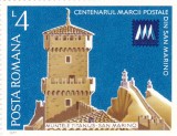 ROMANIA 1977 LP 941 CENTENARUL MARCII POSTALE SAN MARINO MNH, Nestampilat