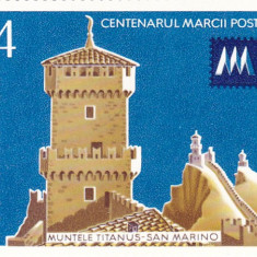 ROMANIA 1977 LP 941 CENTENARUL MARCII POSTALE SAN MARINO MNH