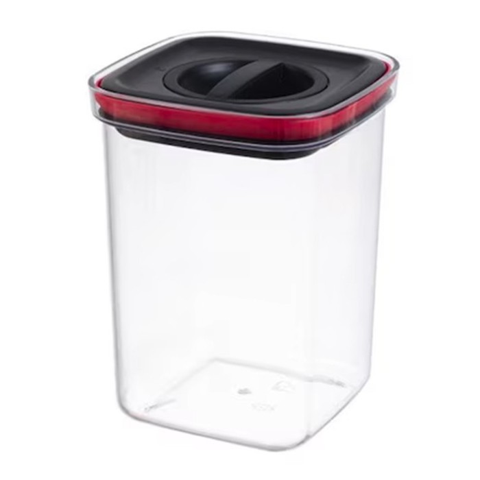 Cutie de Depozitare Alimente, Cyrax, Cutie de tip Container, Recipient pentru Cereale in Bucatarie, 11.5 x 11.5 x 15 cm, volum 1200 ml, Transparenta c