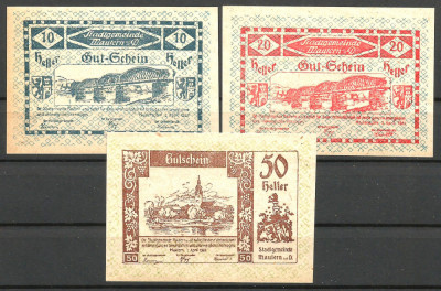 !!! AUSTRIA - LOT COMPLET NOTGELD MAUTERN , AUFL 1 , 1920 - UNC/CELE DIN IMAGINE foto