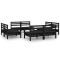 Set mobilier de gradina, 8 piese, negru, lemn masiv de pin