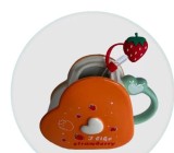 Cana cu pai reutilizabil, ceramica, forma inima,420 ml,portocaliu