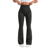 Pantaloni Sport de Dama, Flippy, pentru Yoga, Talie Inalta, Evazati, Tricotati, Negru, Marime M