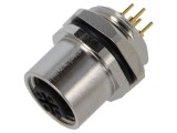 Conector M12 soclu mamă 4 pini 4A 250V IP67 drept THT Lutronic