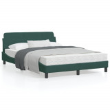 VidaXL Cadru de pat cu tăblie, verde &icirc;nchis, 120x200 cm, catifea