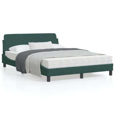 vidaXL Cadru de pat cu tăblie, verde &amp;icirc;nchis, 120x200 cm, catifea foto