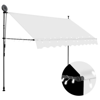 vidaXL Copertină retractabilă manual cu LED, crem, 250 cm 145872 foto