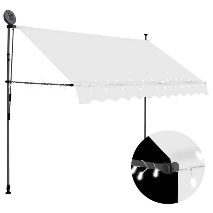 vidaXL Copertină retractabilă manual cu LED, crem, 250 cm 145872