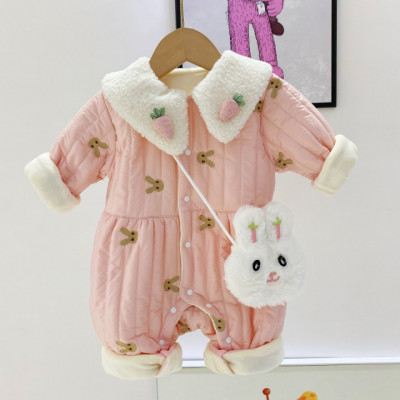 Combinezon roz din fas - Bunny (Marime Disponibila: 6-9 luni (Marimea 19 foto