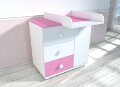 Comoda cu blat de infasat MyKids Kombo Alb Roz D120 GreatGoods Plaything foto