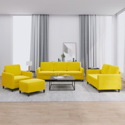 vidaXL Set de canapele, 4 piese, galben, catifea foto