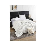 Cumpara ieftin Patura Cocolino cu Blanita Artificiala de Iepure pentru Pat Dublu, Alb - JOJ613