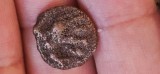 India antica , secol II - I i.H. , 1/4 karshapana simbolizand un elefant cu trompa orientat spre stanga, Dinastia Mauria - Sunga