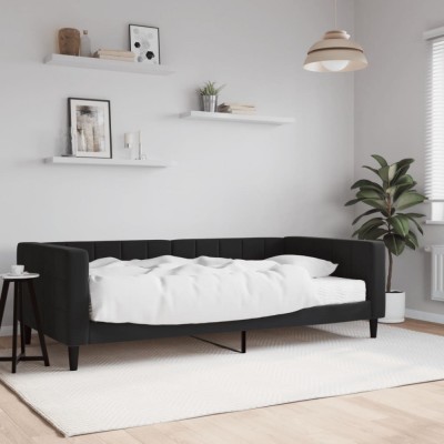 vidaXL Pat de zi cu saltea, negru, 100x200 cm, catifea 3196678 foto
